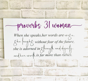 Proverbs 31 Woman Scripture Wall Decor, Christian Wall Art, Wood Sign for Home