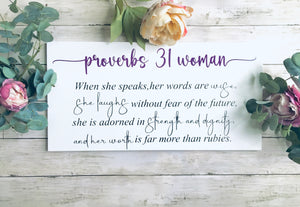 Proverbs 31 Woman Scripture Wall Decor, Christian Wall Art, Wood Sign for Home