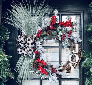 JOY Christmas Grapevine Wreath