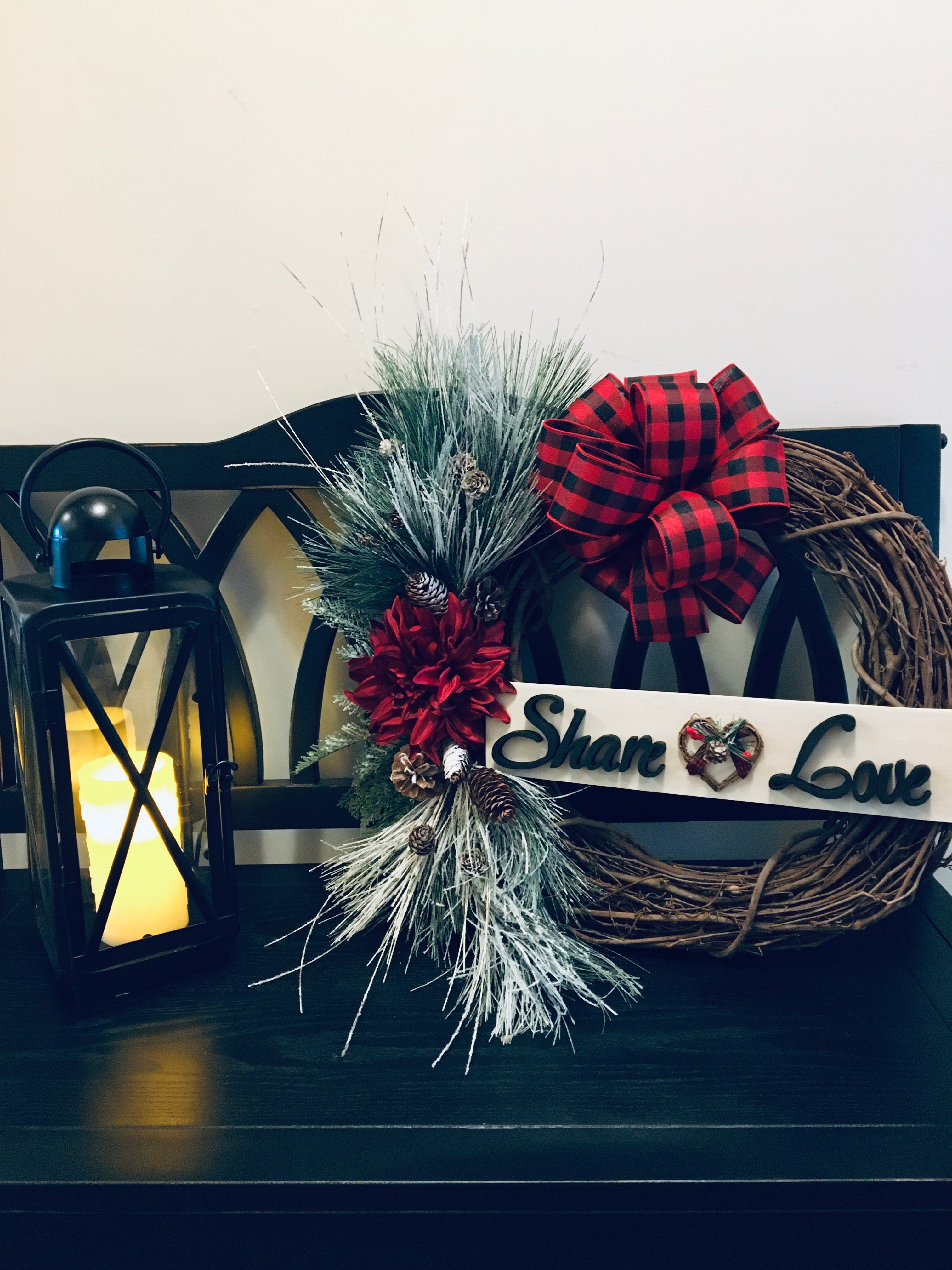 Share Love Christian Winter Holiday Grapevine Wreath, Valentine's Day Grapevine Wreath