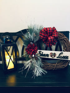 Share Love Christian Winter Holiday Grapevine Wreath, Valentine's Day Grapevine Wreath